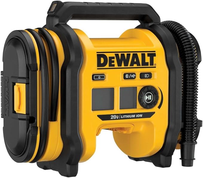DEWALT Tire Inflator Portable Air Compressor 20V MAX, Air Pump with Automatic Shut Off, LED Light, Tool Only (DCC020IB)