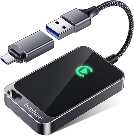 Wireless CarPlay Adapter for Apple iPhone (2024 Upgraded) - Multi-User Seamless Connection for Convert Wired to Wireless Car Play Adapter - No Latency from iOS 10+ to Screen w/USB C (Gray)