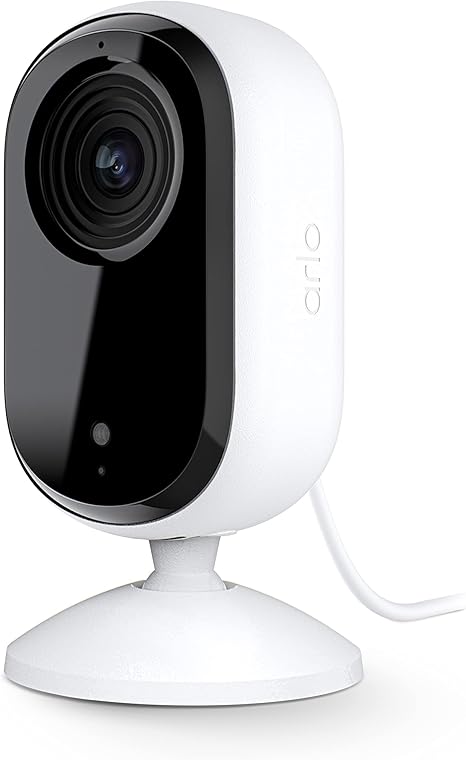 Arlo Essential Security Camera 2K | Indoor Only| 2nd Gen | Baby Monitor & Pet Camera | Wired Automated Privacy Shield, 2-Way Audio, Night Vision, Live Stream, Motion Alerts & Notifications White,1 Cam