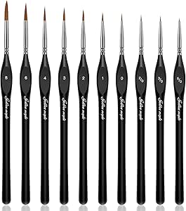 Detail Paint Brushes Set 10pcs Miniature Brushes for Fine Detailing & Art Painting - Acrylic, Watercolor,Oil,Models, Warhammer 40k.