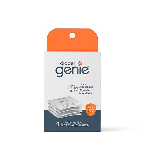 Diaper Genie Carbon Filter (4-Pack) | Diaper Pail Odor Eliminator & Deodorizer | Compatible with the Diaper Genie Complete and Expressions Pail