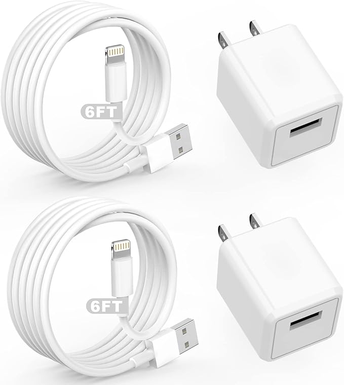 iPhone Charger,Cube iPhone Charger Travel 2Pack 6FT Lightning Cable Cord Quick Fast Charging Cord USB Wall Chargers Travel Plug Adapter for iPhone14/13/12/11/10/X/8 Plus/XR/XS Max/7/SE/iPad,Airpods