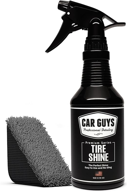 CAR GUYS Tire Shine - Easy to Use Tire Dressing with Applicator Pad - Dry to The Touch with Long Lasting UV Protection - 18 Oz Kit