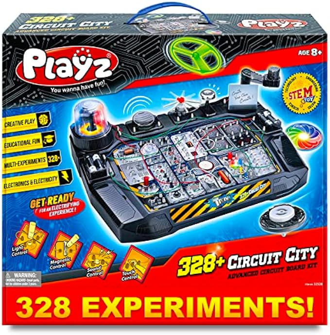 Playz Advanced Electronic Circuit Board Engineering Toy for Kids | 328+ Educational Experiments to Wire & Build Smart Connections Using Creative Knowledge of Electricity | Science Gift for Children