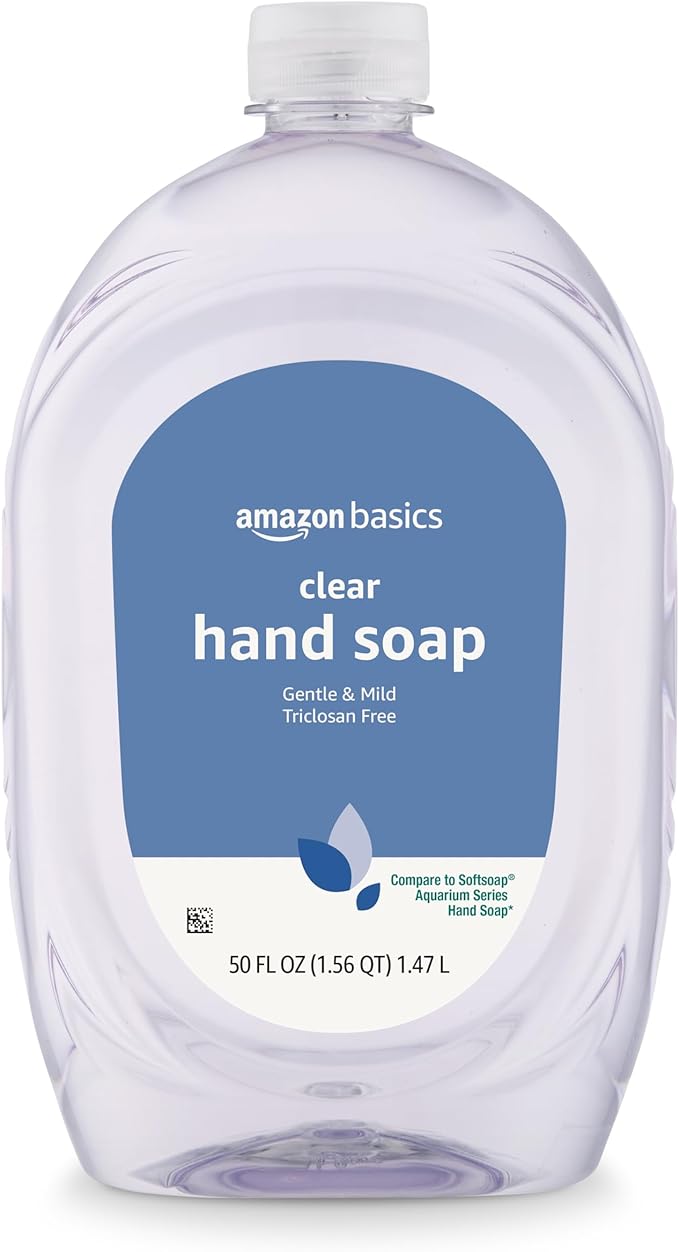 Amazon Basics Gentle & Mild Clear Liquid Hand Soap Refill, Triclosan-free, 50 Fluid Ounces, 1-Pack (Previously Solimo)