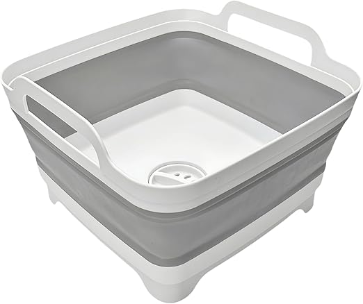 MontNorth Dishpan For Washing Dishes,9L Collapsible and Portable,Wash Dish Basin,Foldable Laundry Tub with Drain Plug for Kitchen Sink,Camping,Gray