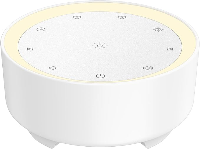 Kipcush Sound Machine & Night Light for Adults, Baby, Kids. White Noise Machine with 20 Soothing Sleep Sounds. Small Size & Portable Design for Bedroom, Office, Travel. Favorites Buttons, Timer