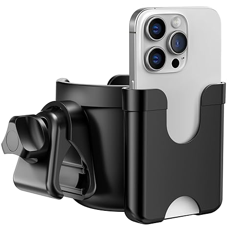 Guiseapue Cup Holder for Walker, Stroller Cup Holder Attachment with Phone Holder, Wheelchair/Stroller Accessories for Uppababy, Nuna, Doona, Rollator, Bike, Scooter, Baby Travel Essential