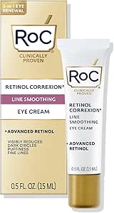 RoC Retinol Correxion Line Smoothing Anti-Aging Retinol Eye Cream for Dark Circles and Puffy Eyes, 0.5 Ounce (Packaging May Vary)