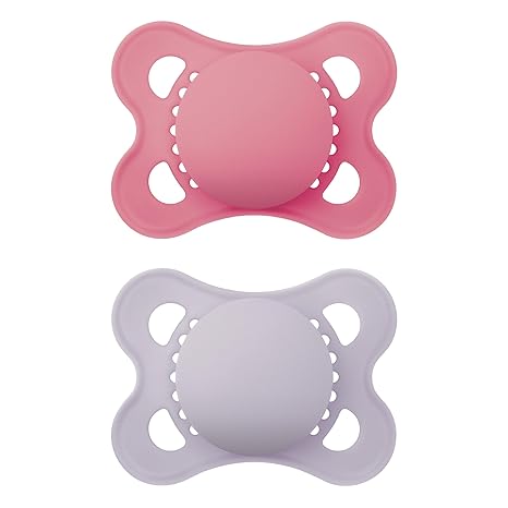 MAM Original Matte Baby Pacifiers, Binky for Girls 0-6 Months, BPA-Free Silicone Nipple, Easy to Clean, Best for Newborn Babies, Developed with Medical Experts, 2 Count Binkies with Sterilizer Case