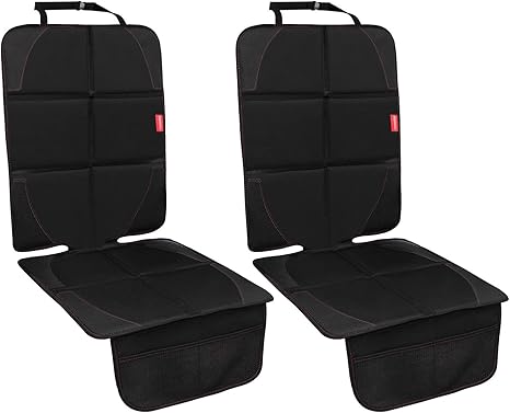 Car Seat Protector, 2 Pack Carseat Protector with Thick Padding, Baby/Pets for Child Car Seat-Mesh Pockets-Waterproof-Universal Size(Black)