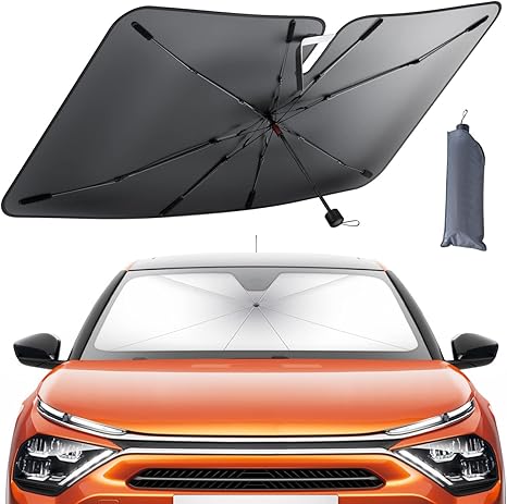 Lamicall Car Windshield Sunshade Umbrella - Foldable Car Windshield Sun Shade Cover, 5 Layers UV Block Coating, 52"x31" Front Window Heat Insulation Protection, for Auto Sedan, SUV Windshield