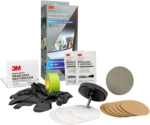 3M 39195 Ultra Headlight Restoration Kit, Easy Heavy-Duty Restoration