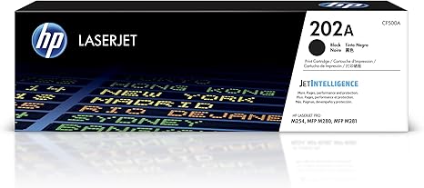 HP 202A Black Toner Cartridge | Works with HP Color LaserJet Pro M254, HP Color LaserJet Pro MFP M281 Series | CF500A