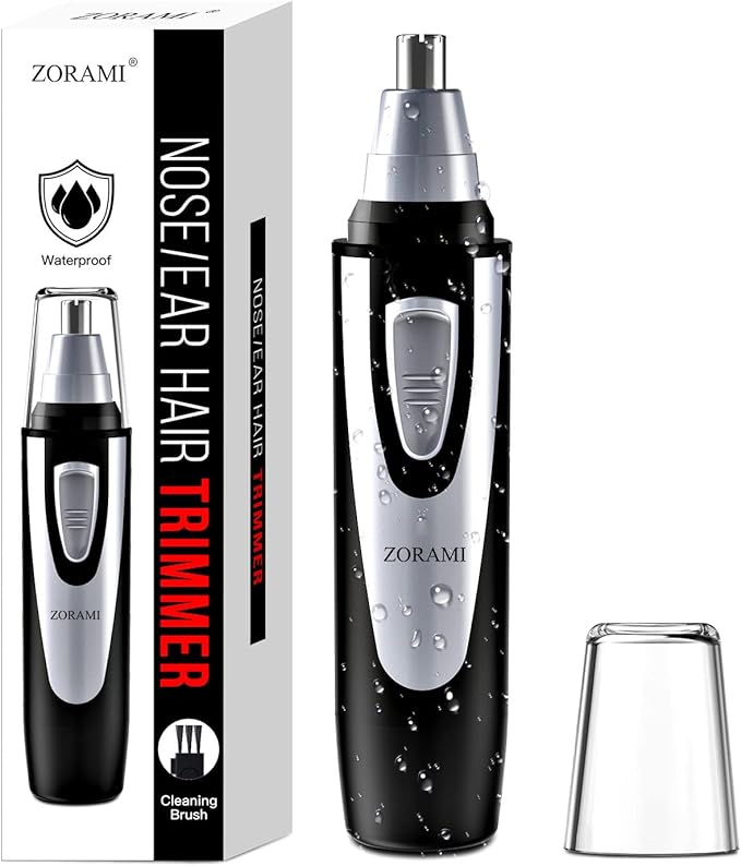 Ear and Nose Hair Trimmer Clipper - 2021 Professional Painless Eyebrow & Facial Hair Trimmer for Men Women, Battery-Operated Trimmer with IPX7 Waterproof, Dual Edge Blades for Easy Cleansing Black