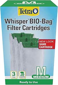 Tetra Whisper Bio-Bag Filter Aquarium Cartridges, Medium Filter for Freshwater and Marine Fish, Removes Odors and Discoloration, Ready to Use, 3 Medium Green Filters