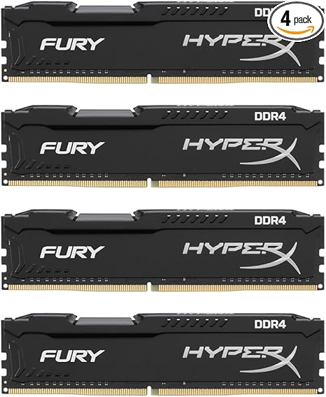 Kingston Technology HyperX Fury Black 64GB 2666MHz DDR4 CL16 DIMM Kit of 4 (HX426C16FBK4/64)
