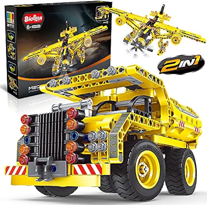 STEM Toy Building Toy for Ages 5, 6, 7, 8, 9, 10, 11, 12 Years Old Kid, Boy, Girl - 2-in-1 Truck Airplane Take Apart Toy, 361 Pcs DIY Building Kit, Learning Engineering Construction Toy, Ideal Gift