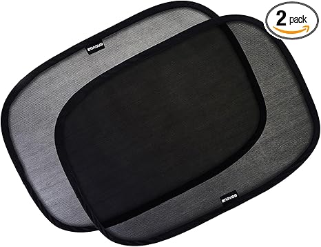 Enovoe Car Window Shades for Baby (2 Pack) - 21x14 Inches Sun Shade Blocker, Cling - Glare Shield and UV Rays Protection for Your Child - Side Window Screens for SUV- Mesh Window Shades for car Baby