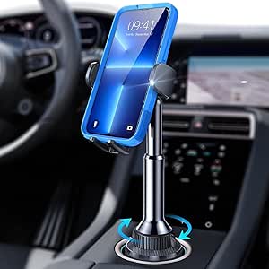 LISEN Cup Phone Holder for Car No Shaking Car Phone Holder Mount, 360° Adjustable Car Accessories for Women Truck Jeep, Golf Accessories for iPhone 16e 16 15 14 13 Pro Max Samsung S25 All 4-7'' Phone