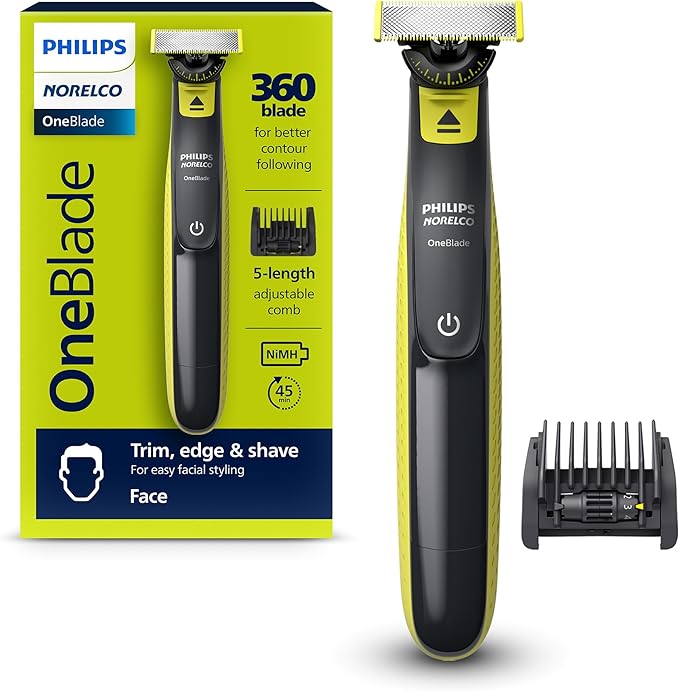 Philips Norelco OneBlade 360 Face Hybrid Trimmer and Shaver, Frustration Free Packaging, QP2724/90