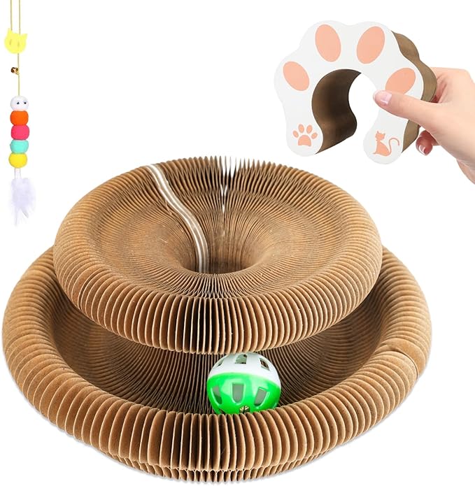 Accordion Magic Organ Cat Scratching Board Toy - Kitty Kurlz Ball Scratch Pad Scratcher 1 Pack