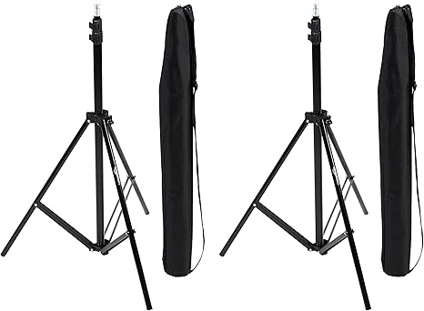 Amazon Basics Aluminum Light Photography Tripod Stand with Case - Pack of 2, 2.8 - 6.7 Feet, 1.81 lb, Black