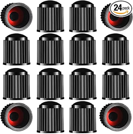 Tire Valve Stem Caps The Upgraded Version has a Sealing Ring for Car, Motorbike, Trucks, Bike, Bicycle （Black） (24)