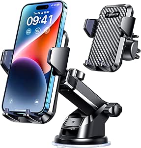 VANMASS 【65+LBS Strongest Suction & Military-Grade 2024 Ultimate Car Phone Mount【Patent & Safety Certs】 Cell Phone Holder Truck Stand for Dashboard Windshield Vent for iPhone 15 Pro Max 14 Samsung