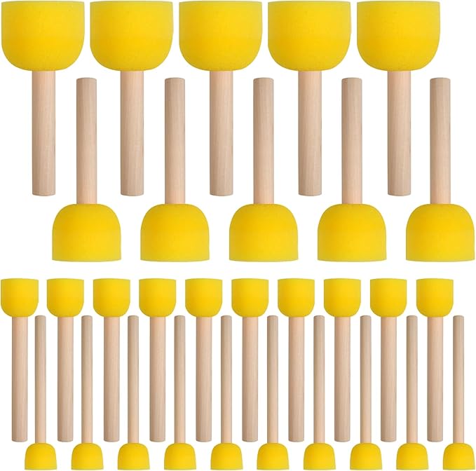 30 Pcs Round Sponges Brush Set, Round Sponge Brushes for Painting, Paint Sponges for Acrylic Painting, Painting Tools for Kids Arts and Crafts (4 Sizes)