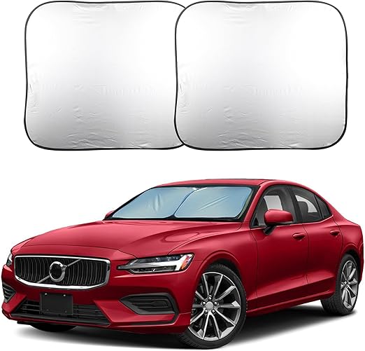 EcoNour 2-Piece Car Windshield Sun Shade | Durable 230T Polyester Sun Shield for Front Window Blocks UV Rays | Foldable Automotive Interior Accessories for Sun Protection | Medium (28 x 31 inches)