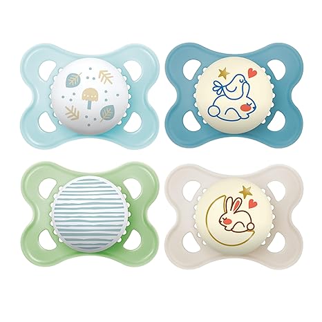MAM Original Day & Night Pacifiers, Binky Pacifier for 0-6 Months, BPA-Free Silicone, Glows in The Dark, Best for Newborn Babies, Developed with Medical Experts, 4 Count Binkies