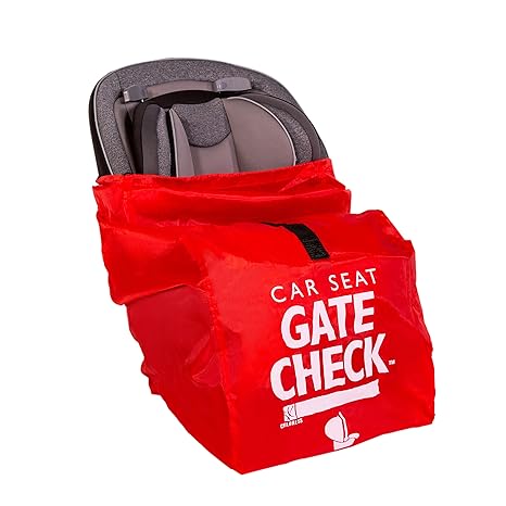 J.L. Childress Gate Check Bag for Car Seats - Travel Bag for Airplane - Includes AIRTAG Holder - Fits All Baby Car Seats, Infant Carriers & Child Booster Seats, Red