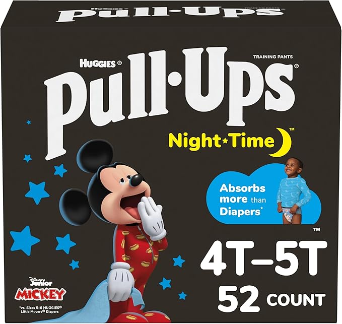 Pull-Ups Boys' Night-Time Potty Training Pants, Size 4T-5T Overnight Training Underwear (38-50 lbs), 52 Ct