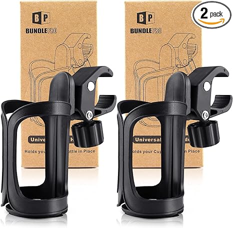 Pack of 2 Stroller Cup Holders, Universal Drinks Holder for Bikes, Trolleys or Walkers