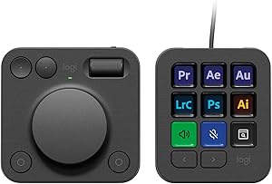 Logitech MX Creative Console, 9 Customizable LCD Keys, Stream Deck Accessories, Control Dial for Graphic Design, Adobe, Zoom, Spotify - Graphite, 3-Month Adobe Creative Cloud Membership