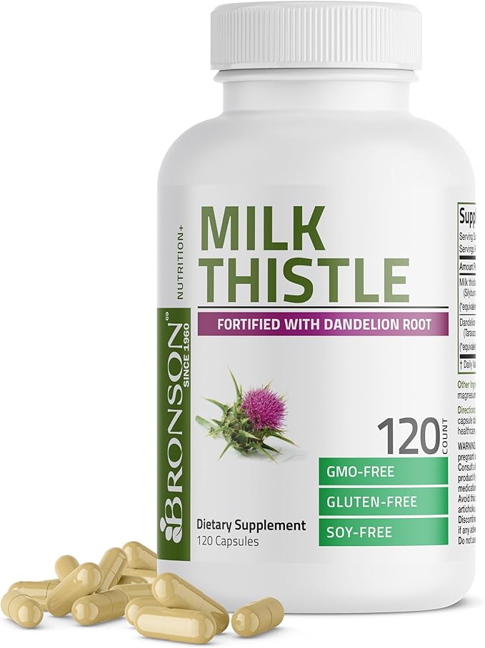 Milk Thistle 1000mg Silymarin Marianum & Dandelion Root Liver Health Support 120 Capsules