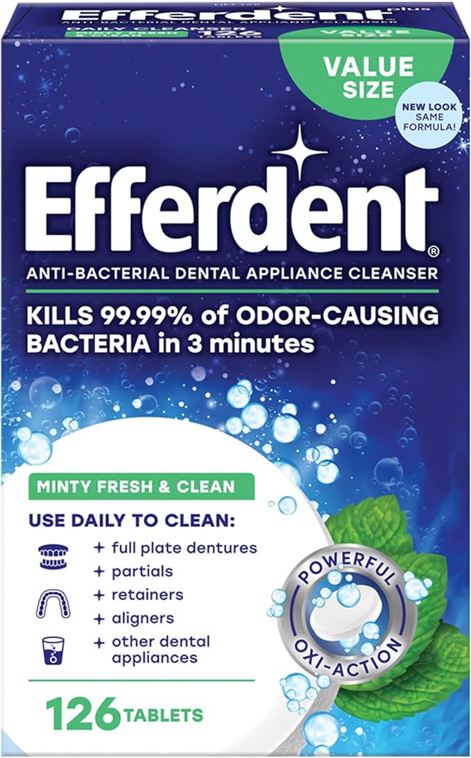 Efferdent Plus Mint Anti-Bacterial Denture Cleanser | 126 Tablets