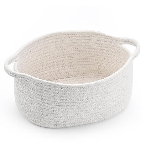Cute Woven Storage Basket with Handle, Baskets for Gifts Empty, Gift Baskets for Birthday Baby Shower Raffle Burr Fundraising, Decorative Organizer Box for Baby Toy Pet, 13" D x 8" W x 6" H