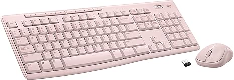 Logitech MK270 Wireless Keyboard and Mouse Combo for Windows, 2.4 GHz, 8 Multimedia Keys, PC, Laptop, Wireless Keyboard Compact Mouse Combo - Rose