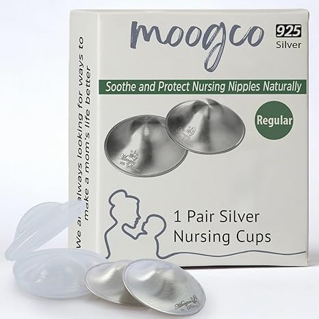 The Original Silver Nursing Cups - 925k Nipple Cups - Nipple Shield for Nursing Newborn - Silver Nipple Covers Breastfeeding
