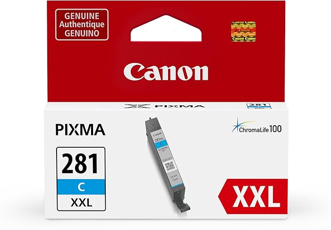 Canon CLI-281 XXL Genuine Cyan Ink Tank, Compatible with TR8520, TS9120,TS8120, TS6120, TS9521C/a, TS9520/a, TS8220, TS6220, TS8320, TS6320, TS702/a, and TR8620/a Series Printers