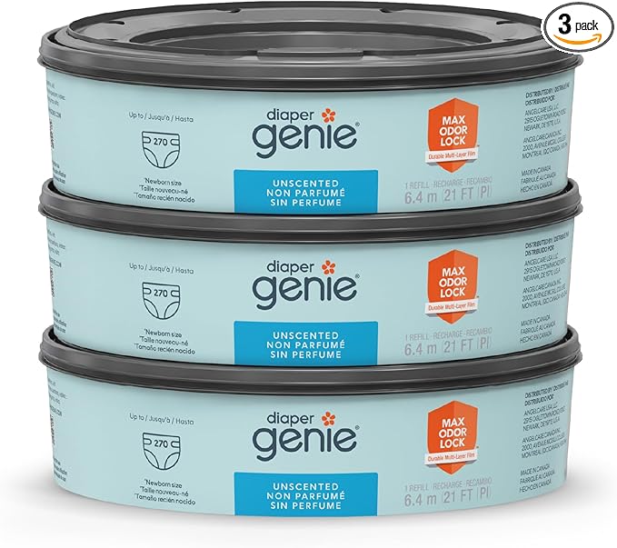 Diaper Genie Bags Refills 270 Count (Pack of 3) with Max Odor Lock | Holds Up to 810 Newborn Diapers