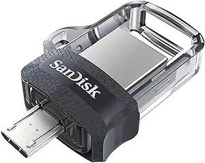 SanDisk 256GB Ultra Dual Drive m3.0, microUSB and USB Type-A, High-speed USB 3.0, Retractable design for Android Devices and Computers - SDDD3-256G-G46