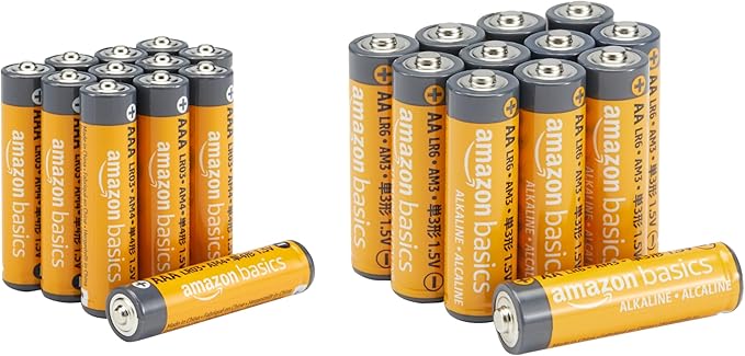Amazon Basics 24 Count AA & AAA High-Performance Alkaline Batteries Value Pack - 12 Double AA Batteries and 12 Triple AAA Batteries