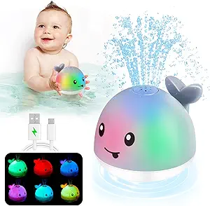 Baby Bath Toys, Toddler Bath Toys for Kids Ages 1-3, Light Up Whale Bath Toy Sprinkler, Pool Water Table Infant Baby Toys 6-12-18 Months, Bathtub Fountain Toy, Toddler 1st Birthday 1 2 3 Gifts