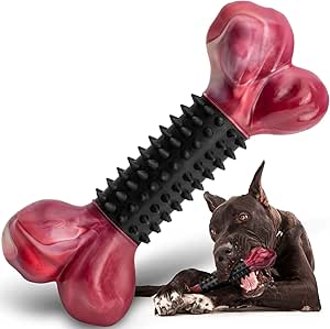 Apasiri Dog Toys for Aggressive Chewers Large Medium Breed, Dogs Chew Toys, Bacon-Flavord Dog Bones Natural Rubber and Nylon, Indestructible Tough Puppy Teething Chew Toys