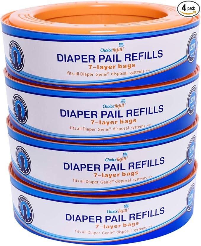 Compatible with Diaper Genie Pails, 4-Pack, 1080 count