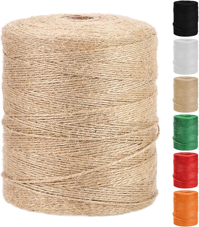 Vanhench Jute Twine 1100FT, Natural Jute String Cord for Crafts Gardening Garden Plant Gift Wrapping Rope Arts & Crafts Packing Material Christmas Twine Bulk Halloween Decorations (Brown)
