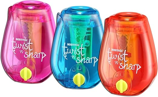 Bostitch Twist-N-Sharp Pencil Sharpener, Assorted Colors (PS1-ADJ)